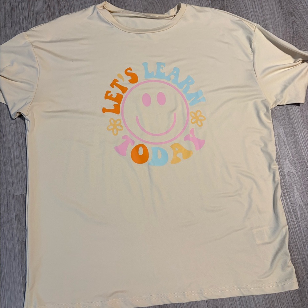 SHEIN Cream Teacher Tee